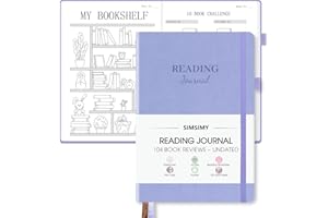 SIMSIMY Reading Journal with 104 Book Reviews, Book Journal for Books Lovers & Readers - Review and Track Your Reading Progress, Reading Log Notebook Gift, A5, Light Purple