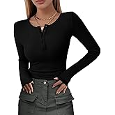 YOGINGO Long Sleeve Shirts for Women, Womens Henley Shirt,Fall Winter Top Women for Cocktail Party