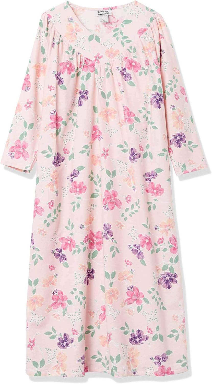 AmeriMark Women’s Floral Print Flannel Long Night Gown – 100% Cotton Sleep Dress at  Women’s Clothing store