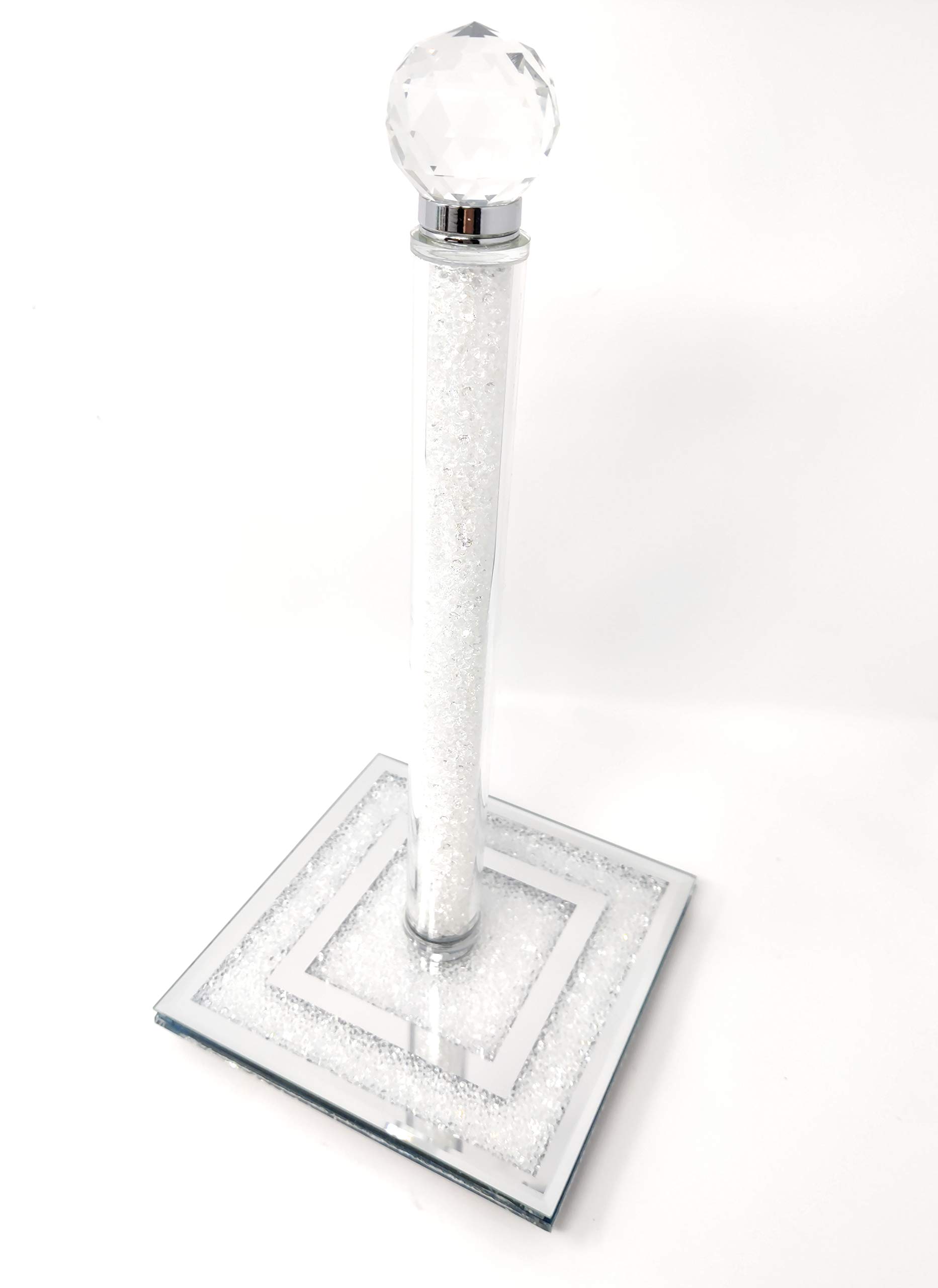 White Crushed Diamond Crystal 29cm Diamante Freestanding Chrome Kitchen Roll Holder for kitchen decoration