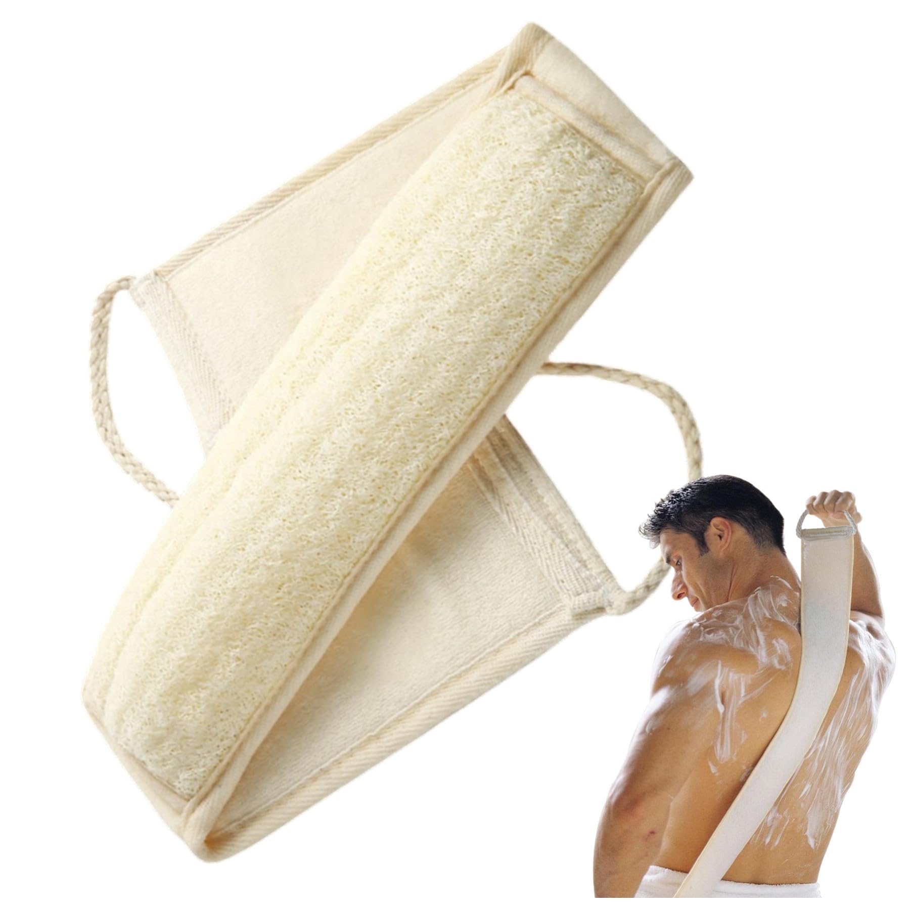 Photo 1 of YUNKWONG Natural Loofah Sponge, Exfoliating Body Scrubber for Men Women, Loofah with Handle, Exfoliating Back Scrubber for Shower Set, Deeply Clean & Invigorate Your Skin (1 pcs in Box)