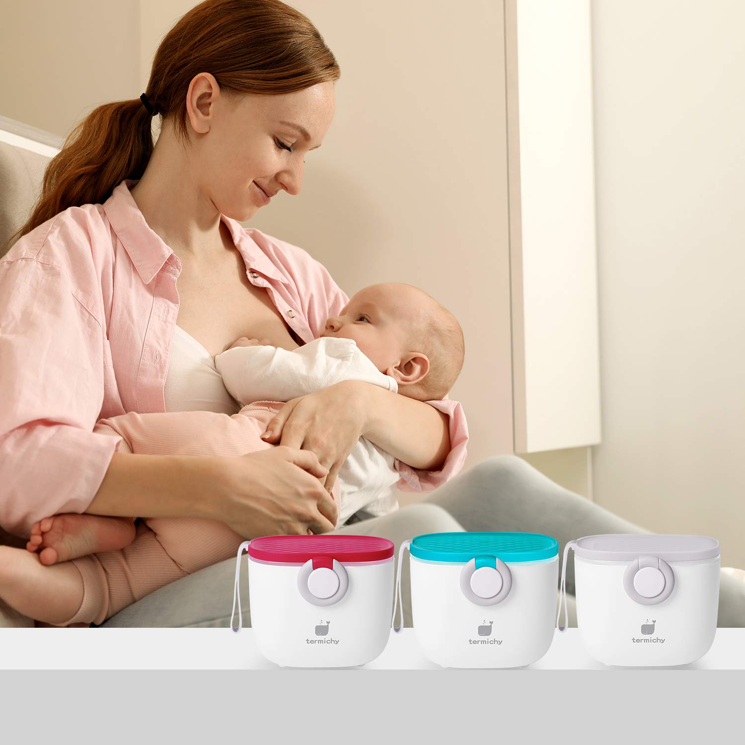 Termichy Baby Formula Dispenser, Portable Formula Dispenser Container with Scoop and Carry Handle for Travel Outdoor Activities for Baby Infant, 500ml (Grey) : Baby