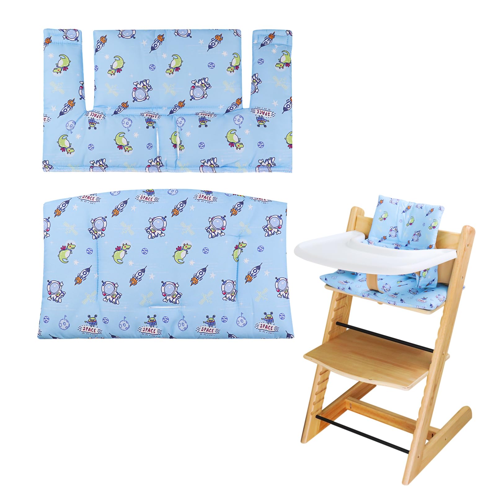 LLHQAMT For Tripp Trapp High Chair Cushion, Soft And Comfortable Baby Seat Cover With Cute Graphics, For Tripp Trapp Cushion Makes Baby Sitting Safer And More Comfortable (Blue Space Pattern)