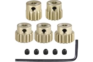 RCTHJIA M0.6 Pinion Gear Set 3.175mm 13T 14T 15T 16T 17T 5PCS 7075 Aluminum Alloy Metal Pinion Motor Gear for 1/10 RC Car Brushed Brushless Motor (5PCS)…
