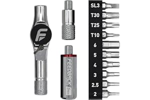 Feedback Sports | Reflex 5Nm Fixed Torque Ratchet Kit | Compact Mini Ratchet Set with 10 S2 Steel Bits for Precise Bicycle Maintenance | 5Nm Torque Limiting Bit
