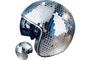 YIZUPTC Disco Ball Helmet Party Decoration Glitter Glass Cap with Retractable Visor Cowboy Hat Novelty Favor Supplies Home Art (Silver)