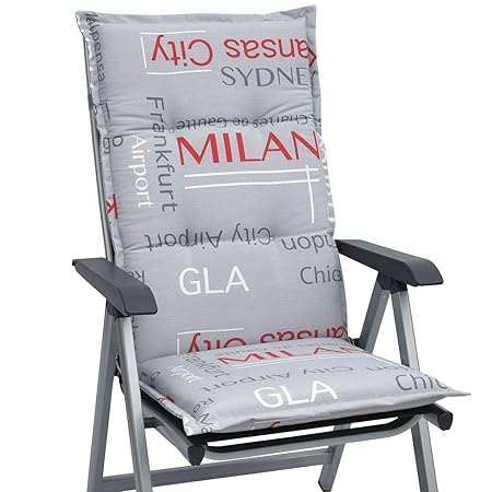 Beautissu Hochlehner Auflage für Gartenstuhl Loft HL City 120x50x6cm Bequemes Sitzkissen - Polsterauflage UV-Lichtecht & weit