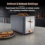 Tower Cavaletto 2-Slice Toaster Defrost Reheat 850W Stainless Grey Rose Gold view 5