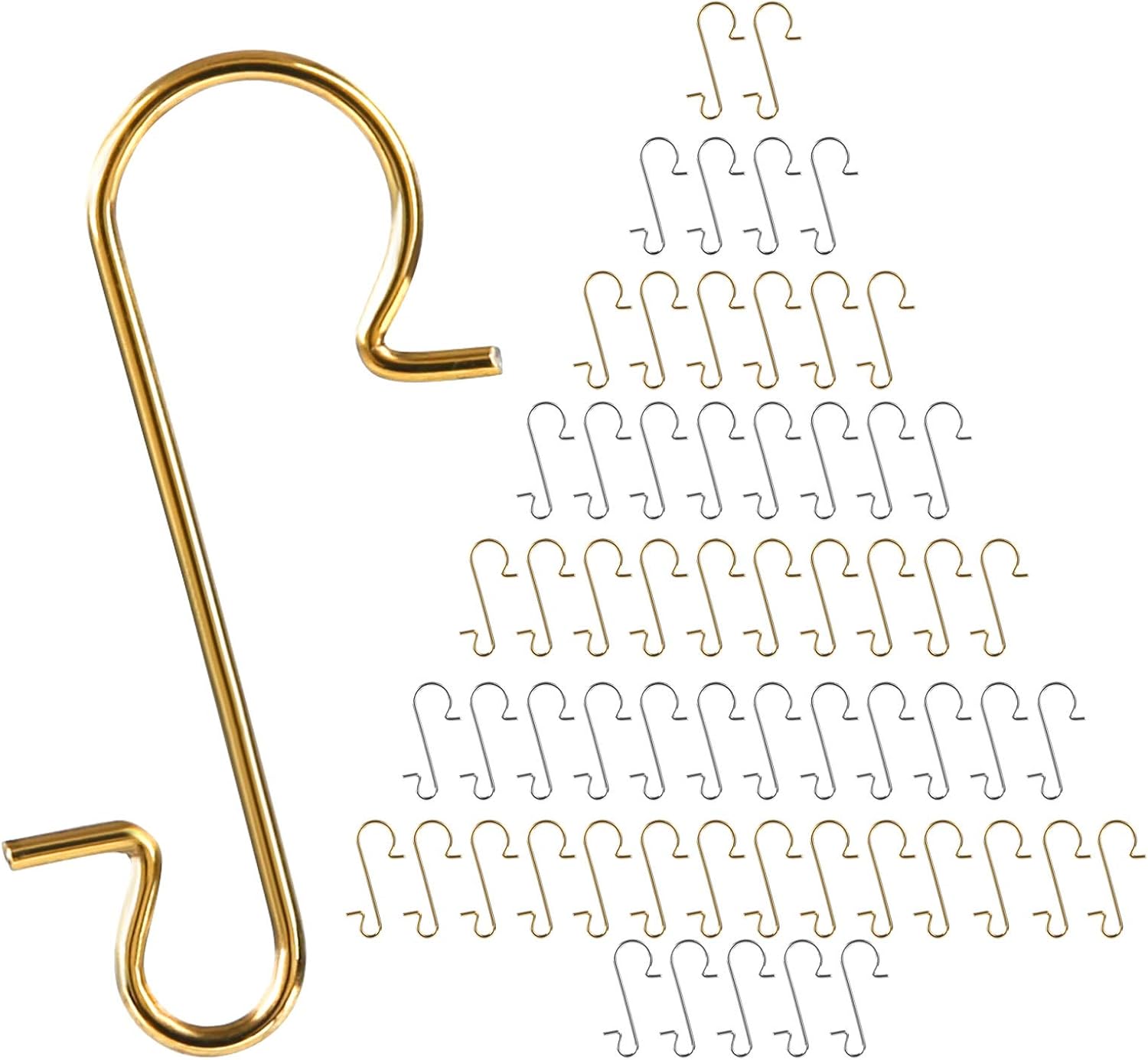 Ornament Hooks - GWHOLE 200 Pieces Ornament Hooks, Stainless Steel S-Shaped Hangers for Christmas Decorations, Gold and Silver