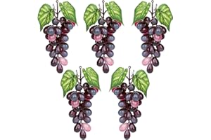 VEOAY 5 Bunches Fake Grapes Decorative Fruit Artificial Grapes for Home House Kitchen Party Wedding Photography Decor - Burgundy Red