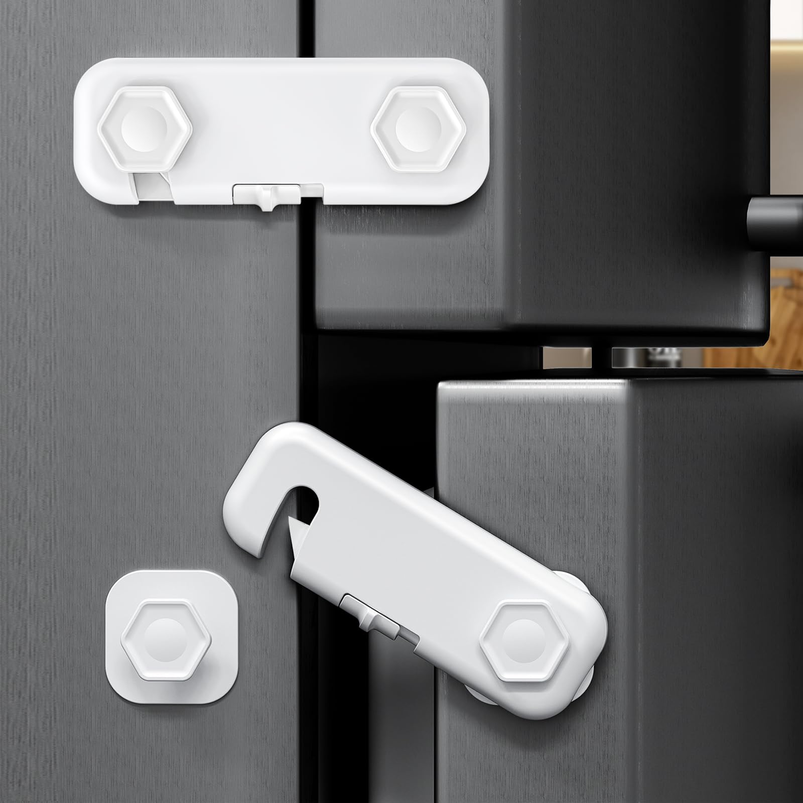 6-Pack Cupboard Locks for Children, Fridge Lock Baby Proofing, Drawer Locks Baby Safety, Child Locks for Kitchen Cupboards, Doors, Drawers, Fridge, Freezer, Cabinets