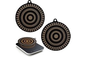 ANGADONA 11 inch Thermochromic Silicone Induction Cooktop Protect Mat, Silicone mat for Induction Cooktop,Induction Cooktop protective cover 2 pcs