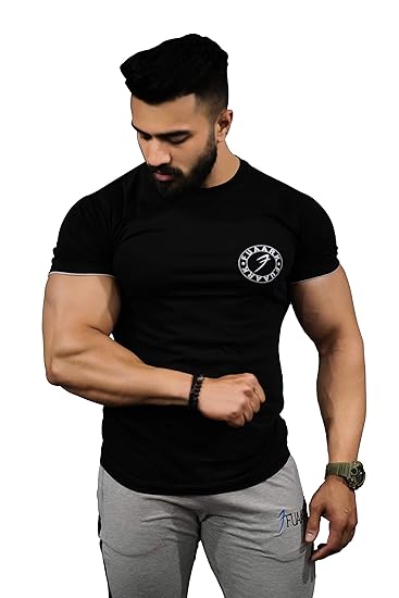 slim fit black t shirt mens