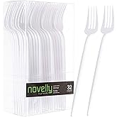 Novelty Modern Flatware, Cutlery, Disposable Plastic Dinner forks Luxury White 32 Count