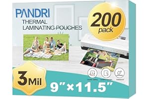 Laminating Sheets, PANDRI 200 Pack Thermal Laminator Pouches Holds 8.5 x 11 Inch, 3 Mil Clear Laminator Paper 9 x 11.5 Inch, Letter Size