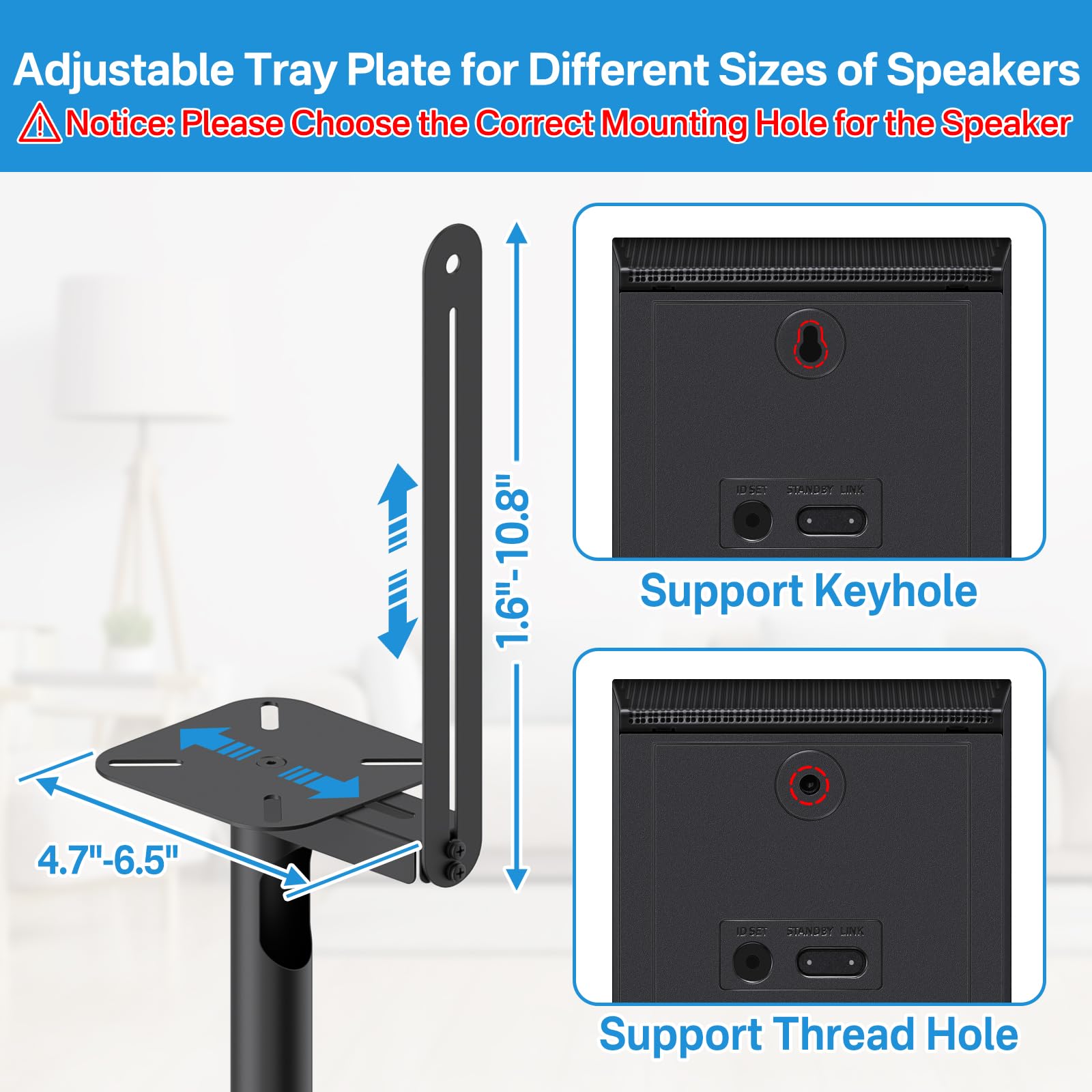notiela Heavy-Duty Floor Speaker Stands Pair for Samsung HW-Q990C HW-Q990D HW-Q930C Speaker Stand - Height Adjustable for Samsung Rear Speakers Stand with Cable Management