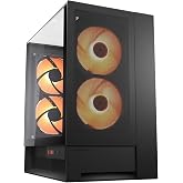 Cougar OmnyX Mid-Tower ATX Panoramic PC Case, Tempered Glass Design - Black | Four Pre-installed 160mm Fans, Bracketless Vertical GPU Mount, Symmetrical Design &amp; Movable I/O Panel