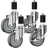Houseables 4 Inch Prep Table Casters Set of 4, Expanding Stem Caster Wheel for Table Legs, 1200 LB Load Capacity, Fit 1-1/2"