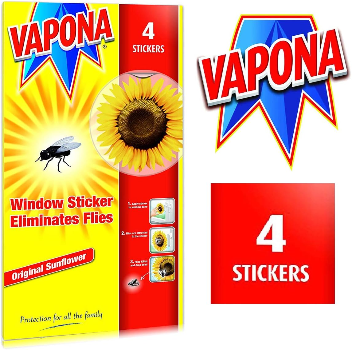 Vapona Fly Killer Window Stickers Sunflower Insect Flies Wasp Pest