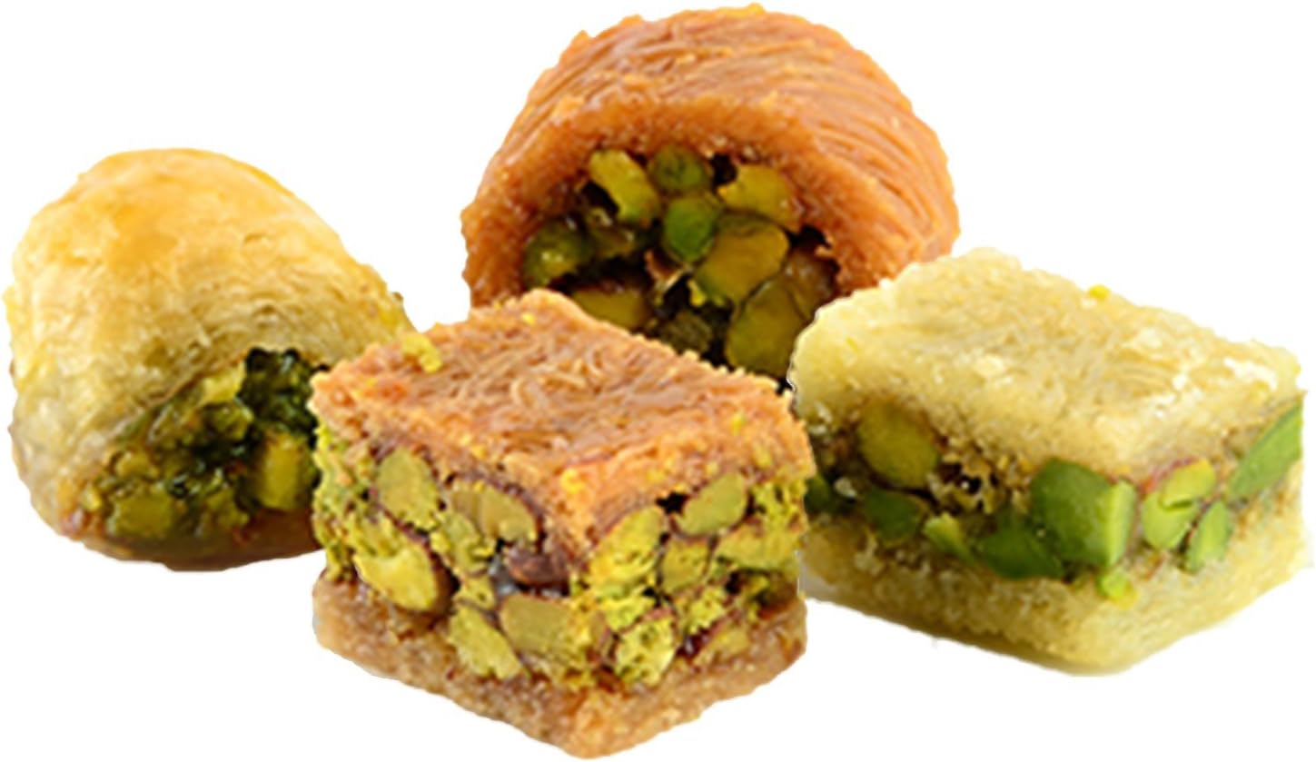 Assorted Baklava Sweets w/ Pistachio - Imported Fresh from Lebanon - THE ORIGINAL Recipe From Middle East - Assorted Baklava Pastry Pistachios (60 Oz)