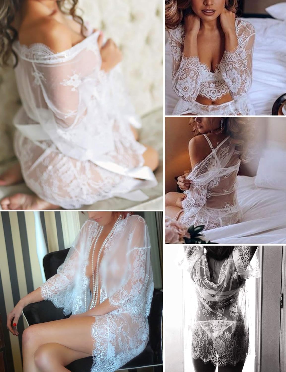 Avidlove Women's Lace Kimono Robe Babydoll Lingerie Mesh Nightgown S-4XL at  Women’s Clothing store
