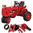 Gynthias 1/12 Classic Farm Tractor Toys Building Blocks Set Endless Fun for Kids with A Collection of Tractor Toys to Building Your Own 302Pcs Classic Red Farm Tractor