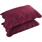 BOSOWOS Quilted Pillow Shams Set of 2, Decorative Microfiber Queen Bed Pillow Shams, Soft Breathable Pillow Covers with Envelope Closure (Burgundy, 2Pcs:20 x 30inch)