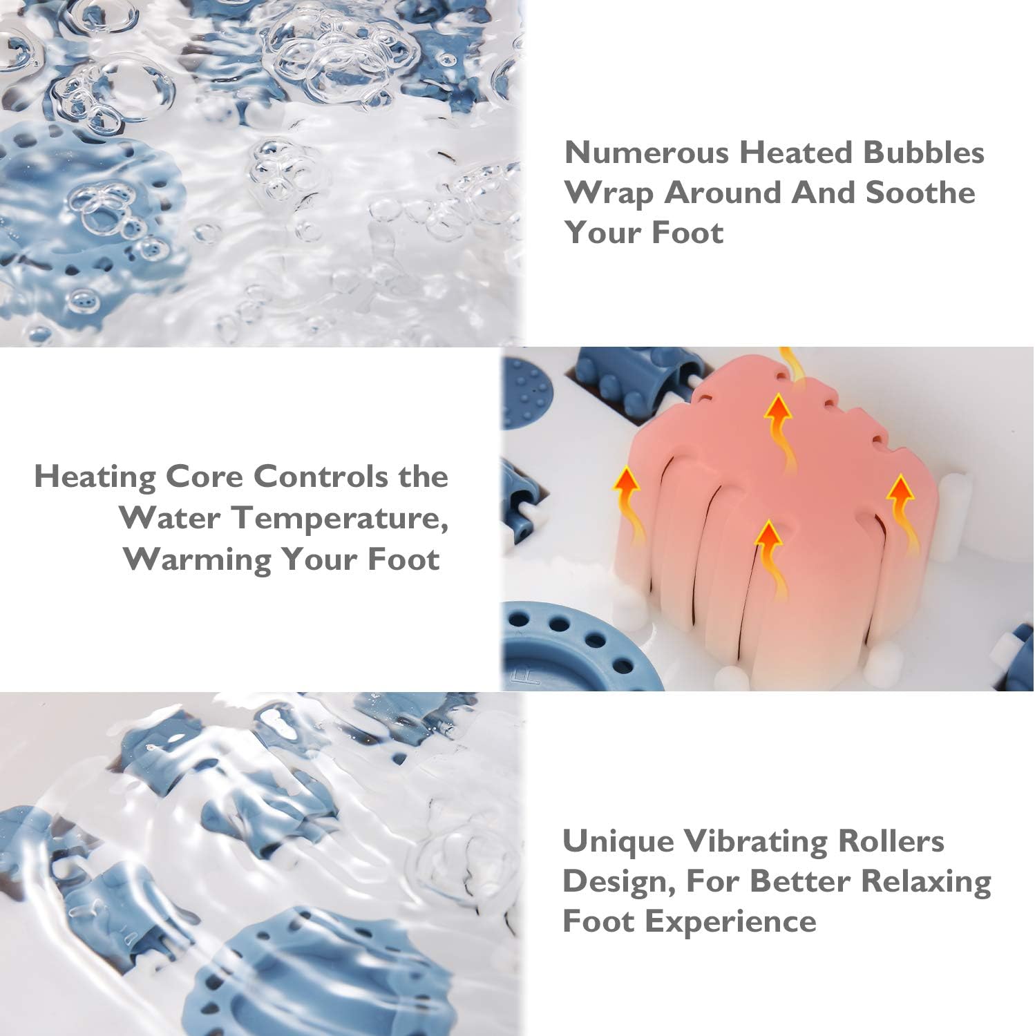 Foot Spa Bath Massager with Heat Bubbles Vibration 3 in 1 Function, 16 Masssage Rollers Soaker Digital Temperature Control Pedicure Tub for Tired Feet Stress Relief Home Use: Health & Personal Care