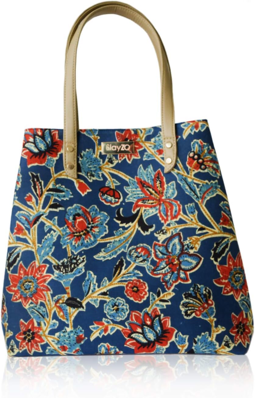 Slayzo Floral Printed Shoulder Handbag Tote Bag College Office Casual Bag for Girls Women Teens