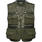 Lentta Men's Fishing Vest Summer Outdoor Lightweight Work Photo Vest 16 Pockets