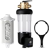 iSpring WSP50SL-ARJ-BP, NSF Certified, Whole House Spin Down Sediment Water Filter, 4 Modes Bypass, Includes Siliphos Helps Prevent Scale, Clear Housing, Jumbo Size, Touch-Screen Auto Flushing