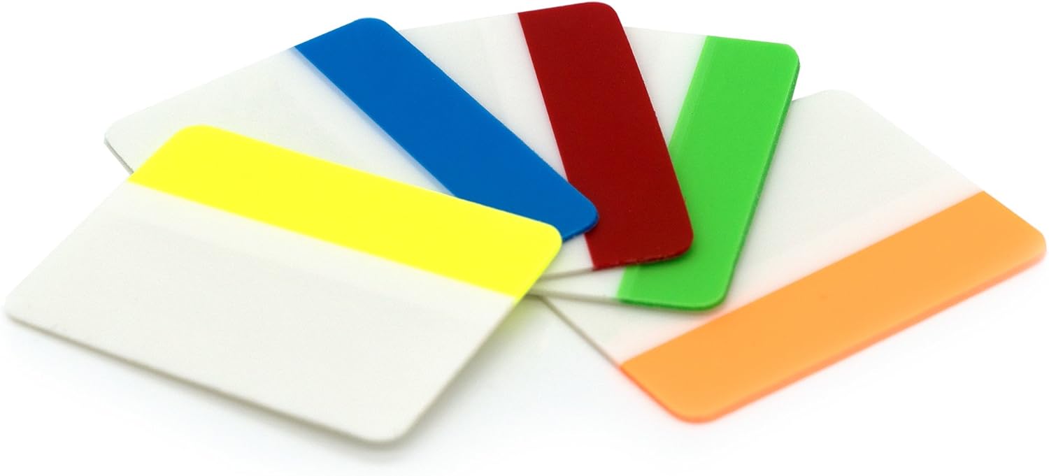 Emraw Colorful Sticky Filing Tabs Page Index Markers, 2" x 1.5" Neon Bright Colored Reusable Self Stick Write-On Stick-It File Insert Tabs - Pack of 60 Tabs : Office Products