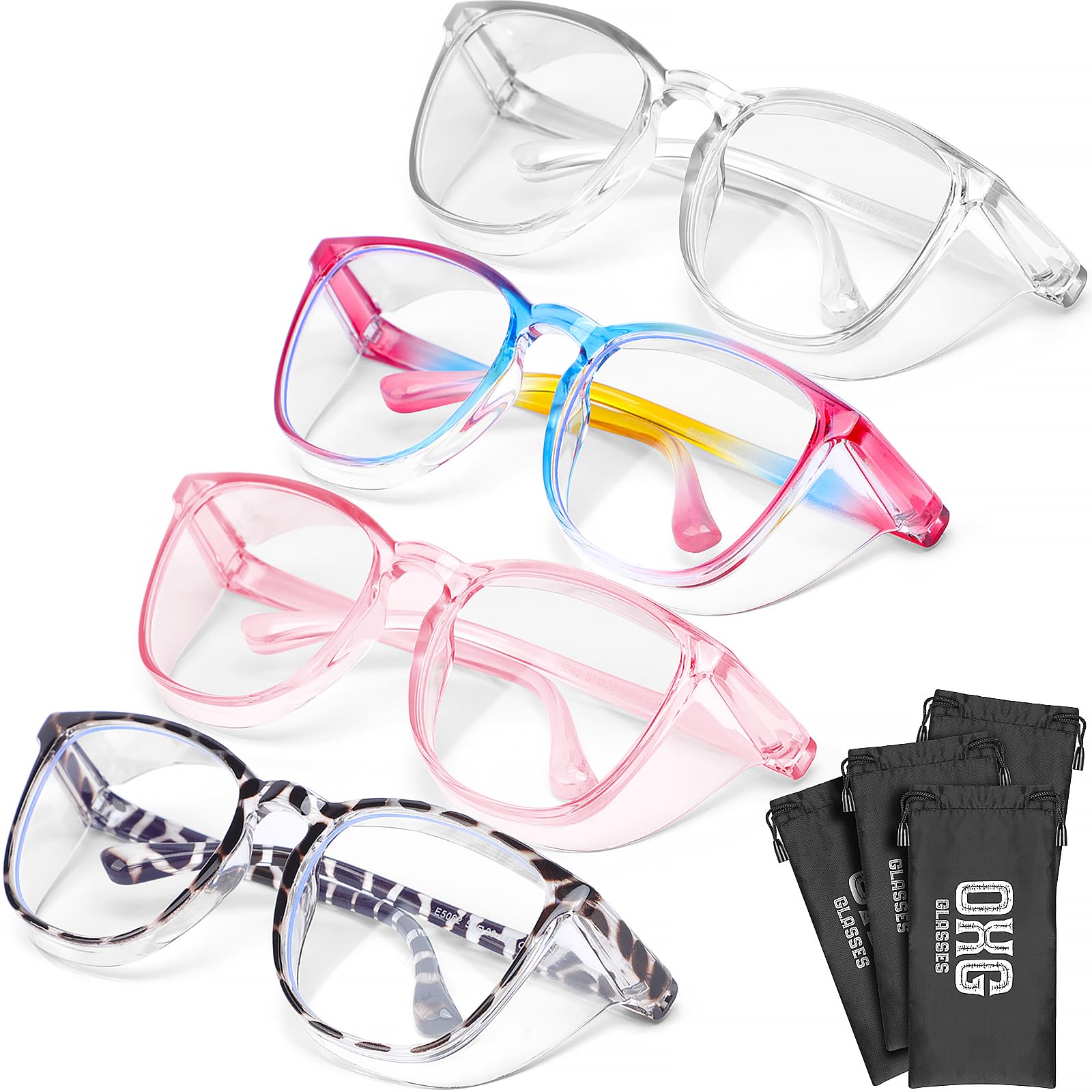 Photo 1 of OXG 4 Pack Anti Fog Safety Glasses Goggles, Protective Eyewear Blue Light Blocking Stylish Safety Glasses for Nurses Women Men