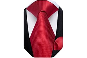 DiBanGu Mens Solid Color Tie and Pocket Square Set Woven Silk Plain Necktie & Handkerchief for Men Wedding Party Formal