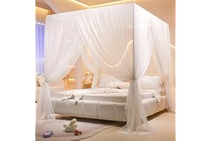 Niemro White Mosquito Net Tent for Bed，Three Side Opening Canopy Netting Curtain Net for Bedroom Decoration for King Size（Without Bed Frame）