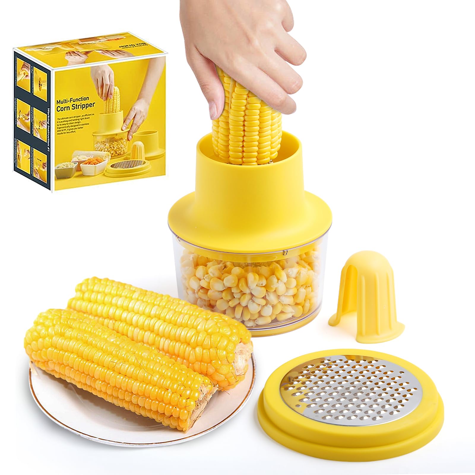 Photo 1 of Corn Peeler, Corn Stripper, Corn cob Stripping Tool Corn Cutter & Remover with Built-In Cup Grater, Corn Kernel Cutter Ginger Grater