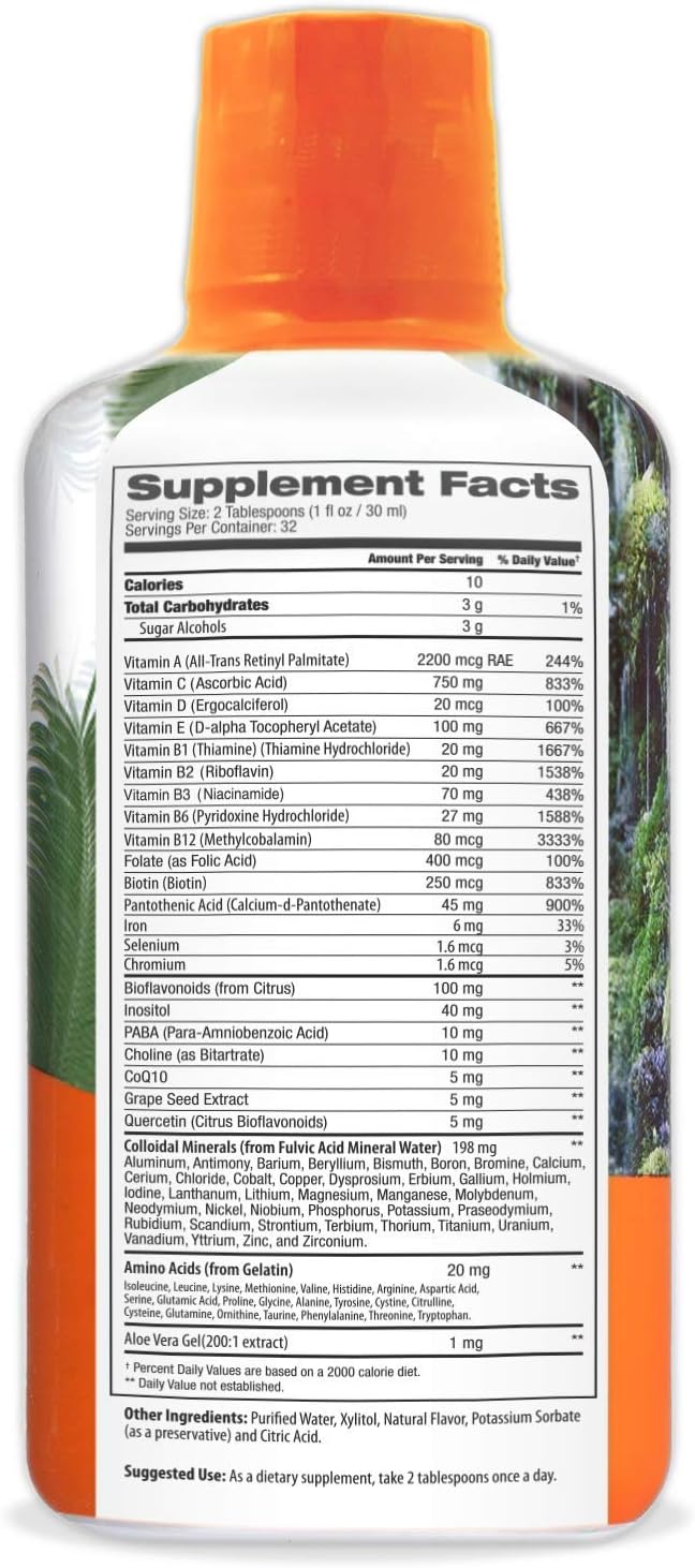 Tropical Oasis Mega Plus - Liquid Multivitamin and Mineral Supplement – Includes 85 Vitamins & Minerals, 20 Amino Acids + CoQ10, Grape Seed Extract & Organic Aloe Vera - 32oz, 32 Servings: Health & Personal Care