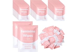 Dansib 300 Pieces Feminine Wipes Individually Wrapped Women Travel Size Bulk Unscented Intimate Wipes Mild Private Parts Ph Balanced for Travel Bathroom Toilet Daily(Pink)