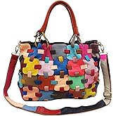 Handmade Cowhide Multi-color Block Random Stitching Unique Style Women's Bag - Crossbody, Shoulder and Handheld