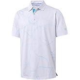 M MAELREG Mens Golf Shirt Short Sleeve Dry Fit Print Moisture Wicking Performance Patterns Collared Polo Shirt