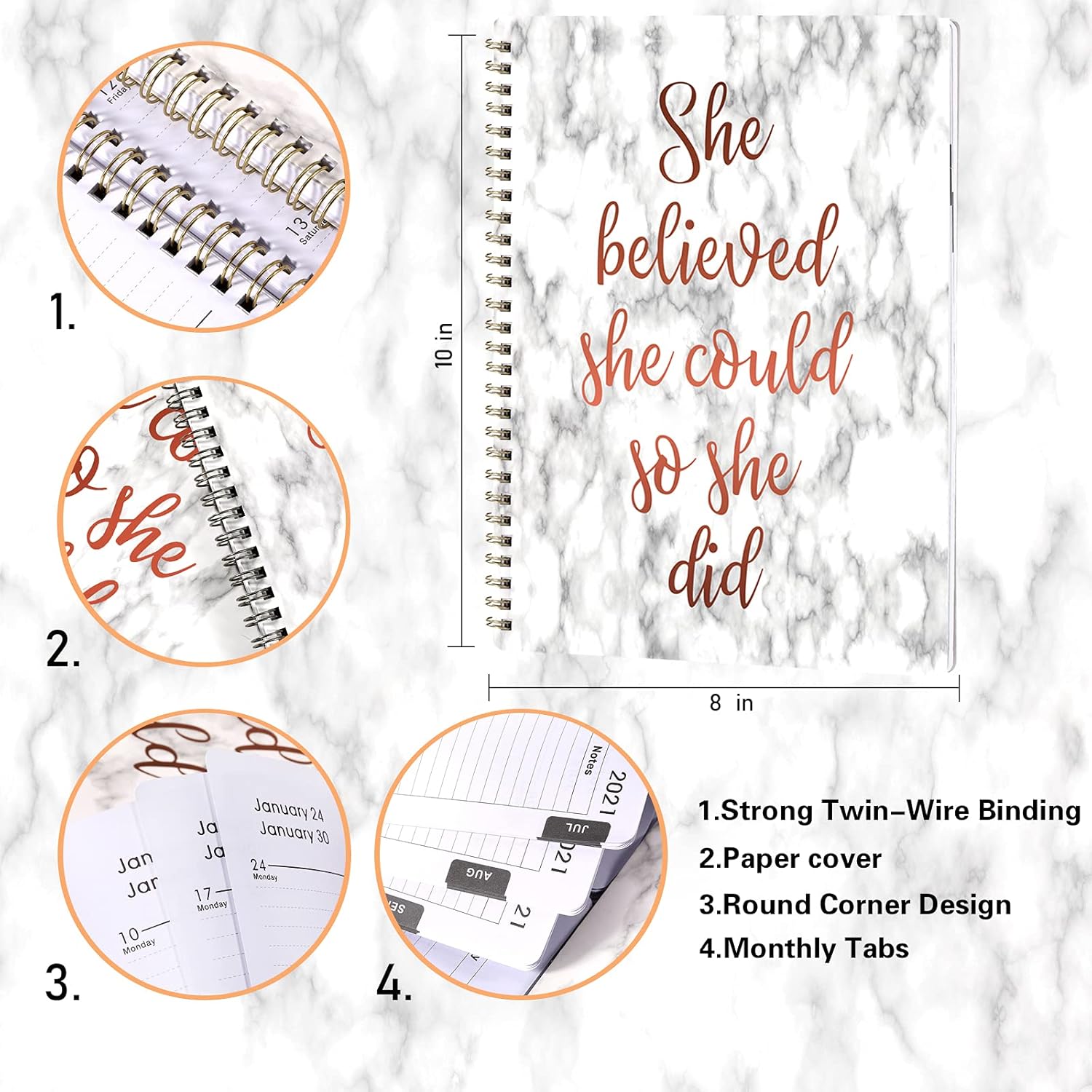 2021-2022 Academic Planner - 2021-2022 Weekly Monthly Planner with to Do List, 8" x 10", July 2021 - June 2022, Floral Cover with Twin-Wire Binding : Office Products