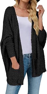 ZESICA Women's Popcorn Long Sleeve Open 