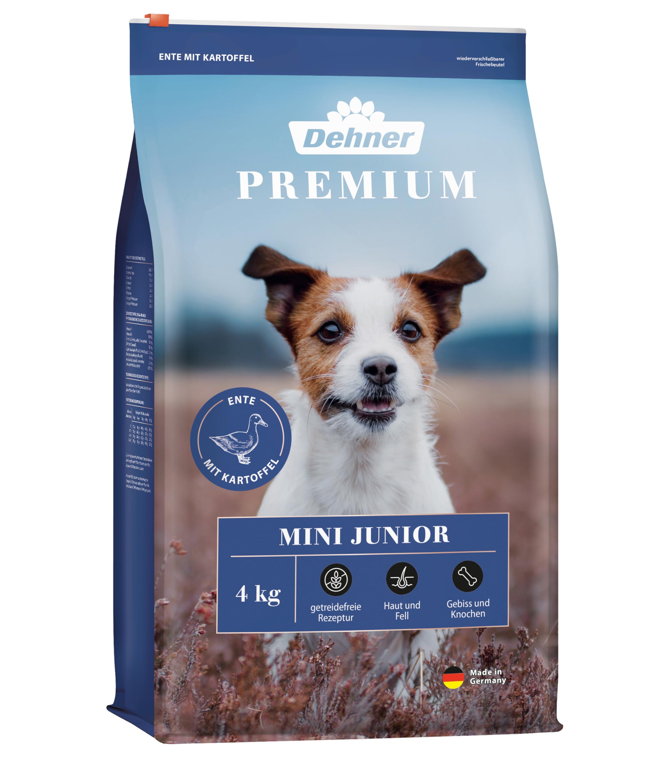 Dehner Premium Dry Dog Food Mini Junior, Duck and Lamb and Potato – 4 kg
