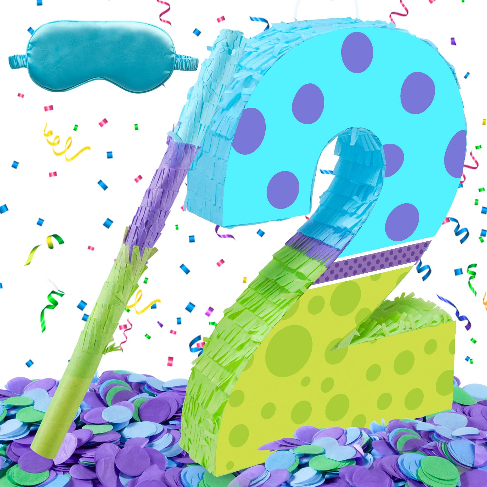 Photo 1 of 16 Inch Monster Number 2 Pinata, Monster Birthday Party Decorations with Stick Blindfold Confetti for Girls Boys Birthday Activity Game Gift (2nd)