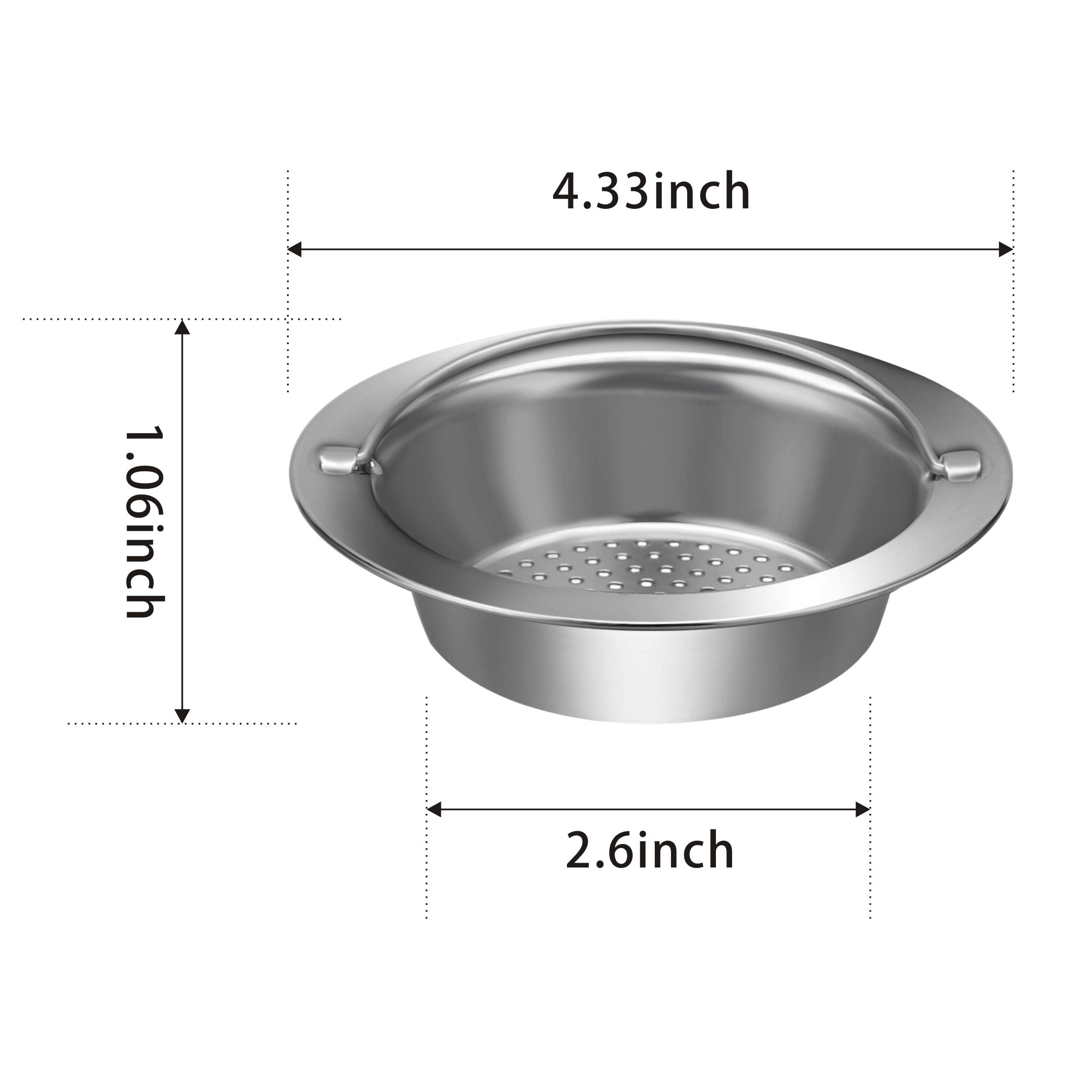 2PCS Stainless Steel Kitchen Sink Basket Strainer with Handle Garbage Disposal Stopper Mesh Basket, Kitchen Sink Strainer Baskets, Wide Rim 4.33\