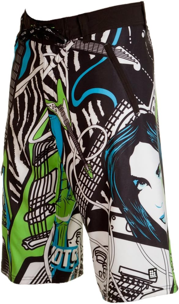 tshotsh - Men's Boardshort Hybrid / Swimming shorts - Kitesurfing - Noise -Swimming Trunks- Length 25" - Stretch - Quick dry