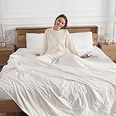 Queen Electric Blanket Dual Control Heated Blanket - Soft Warm Flannel Electric Blanket with 5 Heating Level & 10 Hour Auto Off, ETL Certified & Machine Washable for Grandma Gifts(Cream White)