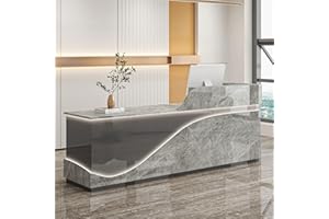 HYSOND Reception Desk with Counter Modern Front Desk Reception Room Table Wooden Counter Desk with Lockable Drawer for Office Reception Room Lobby, Beauty Salon-E-left-160x60x100cm