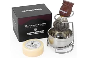 Tonhawness Shaving Brush Kit for Men, 4 in 1 Shaving Brushes Set Includes Badger Hair Shave Brush, Shaving Bowl & Stand and Shaving Soap Kit for Men’s Shave Gift