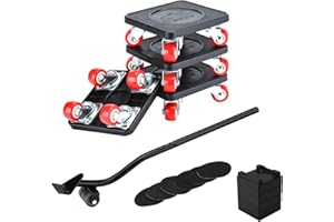 Nellyke Furniture Movers Dolly Furniture Movers with Wheels 4 Wheels Small Flat Dolly, 300 Lbs Capacity, Black